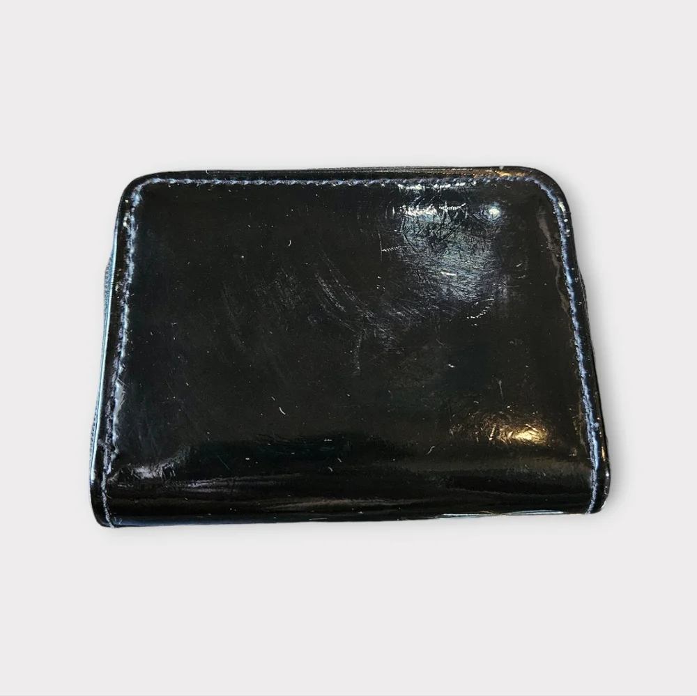 Dior Beauty Black Patent Leather Zip Around Wallet w/ Cardholder